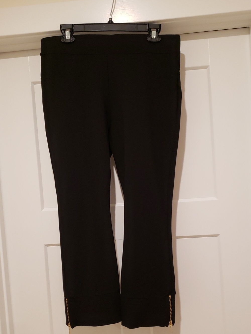 NEW Investments Slim Factor Black Pants with Gold Zips at Ankle